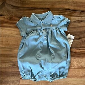 NWT - 12M - RALPH LAUREN - Blue Polo Baby Romper